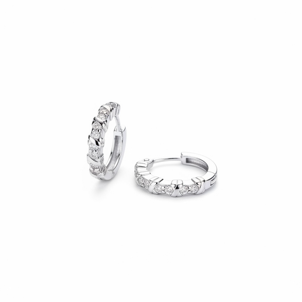 Boucles d'oreilles Aquira en argent 925, plaqué or blanc 10 carats | Maison Joyeria