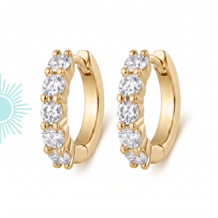 Boucles d'oreilles Aquira en vermeil or 18 carats sur argent 925, les deux créoles vues de face côte à côte