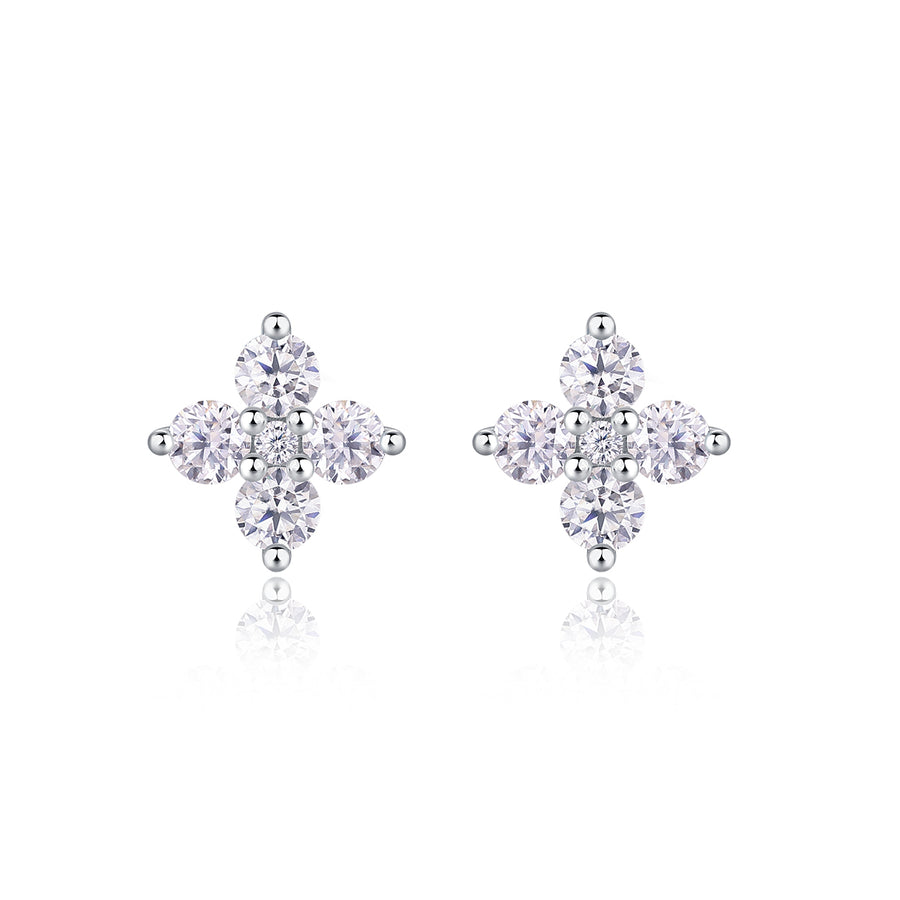 Boucles d'oreilles Azucena en argent sterling 925, la paire vue de face sur fond blanc