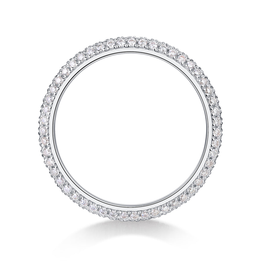 Bague Nemya en argent sterling 925, anneau debout vu de face, tour complet serti de pierres