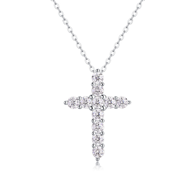 Collier Jerovia en Argent Sterling, croix pavée sur chaîne forçat