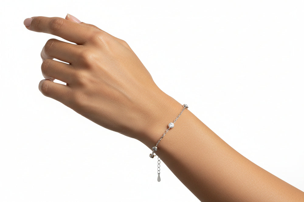 Bracelet Illa en argent 925, plaqué or blanc 10 carats | Maison Joyeria