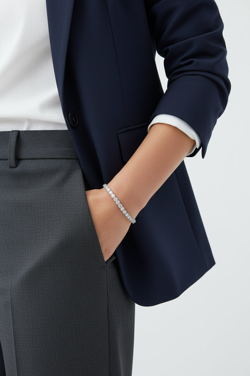 Bracelet Tennis Homme en argent 925, vermeil or blanc 18 carats | Maison Joyeria